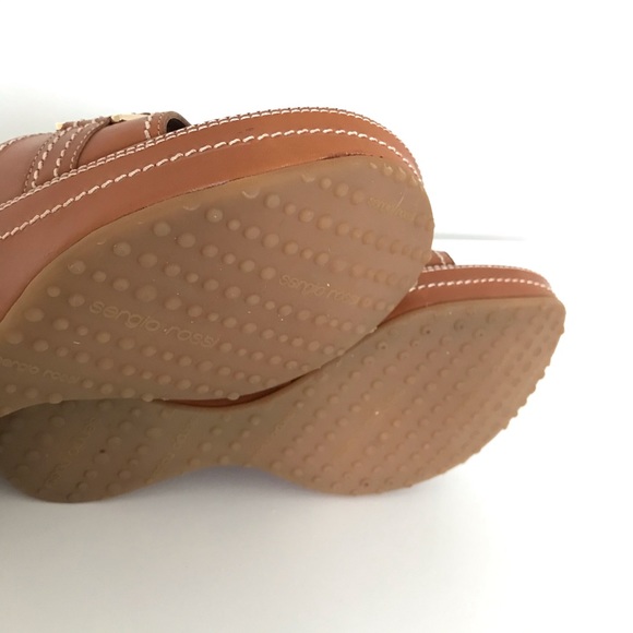Sergio Rossi | Wedge Mules - Saddle Tan - Picture 9 of 12